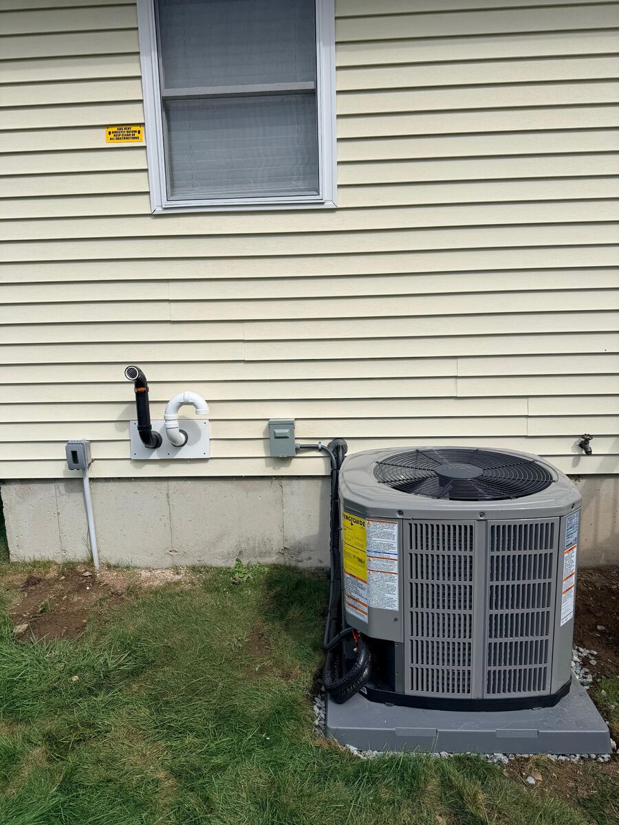 Central air conditioning condenser installed by Brady Mechanical